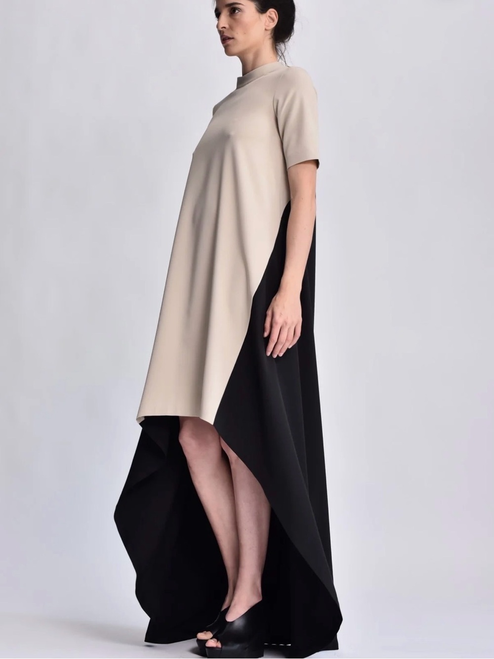 BICOLOUR ASYMMETRIC MAXI DRESS